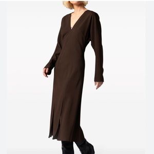 Equipment | Nava V-neck | A Line Midi Dress | Color Delicioso